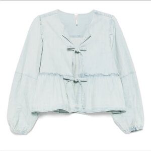 Free people denim brunch babe blouse